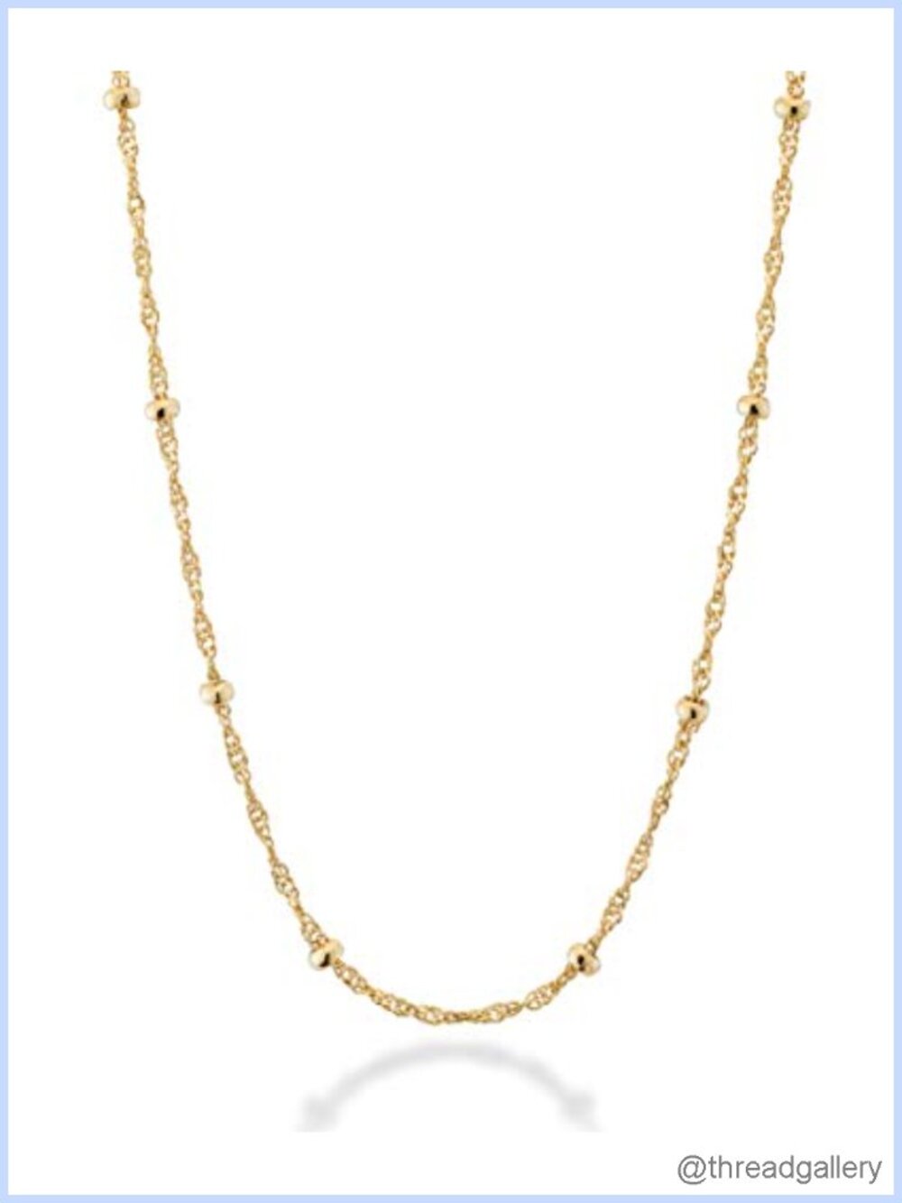 18K Gold Plated 925 Sterling Silver Bead Necklace Singapore Chain 24 Inch